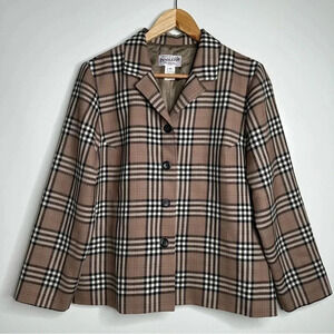 Pendleton Women’s Plaid Lightweight 100% Virgin Wool Button Front Blazer 12 P